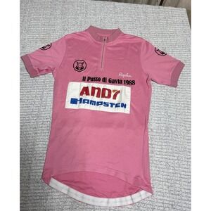 Rapha Cycling Jersey Mens Medium Pink Andy Hampsten Gavia 1988 Quarter Zip Wool